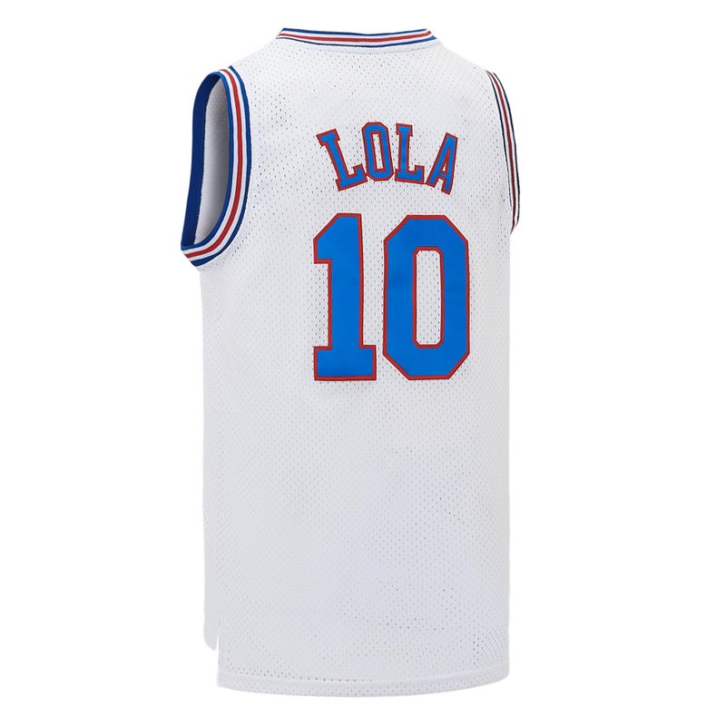 OKnown Youth Basketball Jerseys #10 Lola Space Jerseys for 8-18Y Kids with Head Hoop & Socks (White, Youth Small) - Image 2